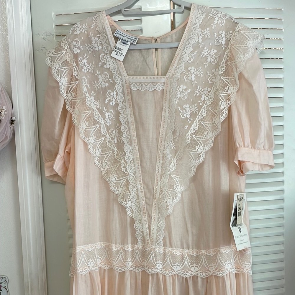 Jessica McClintock Blush Dress with Lace Detail Plus